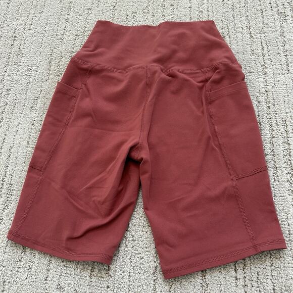 Mono B Women's Spandex Shorts Solid Dusty Pink Size XS Side Pockets Biker - Picture 4 of 7